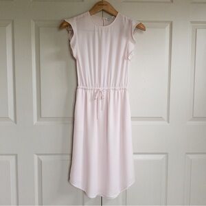Aritzia Babaton Blush Pink Ruffle Sleeve Tie Waist Knee Length Dress Size XS
